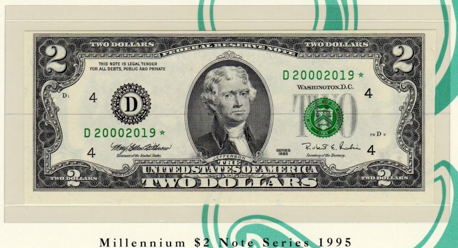 Fr.1936-D*, 1995 $2 Cleveland FRN (Millennium Note) D20002019*, ChCU